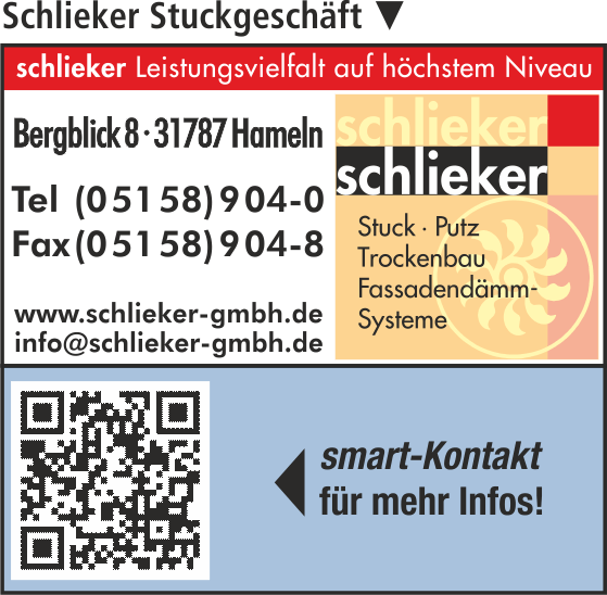 Anzeige Stuckgeschäft Schlieker GmbH