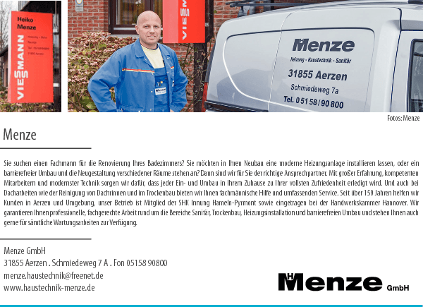Anzeige Menze GmbH