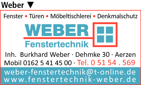 Anzeige Weber-Fenstertechnik Inh. Burkhard Weber
