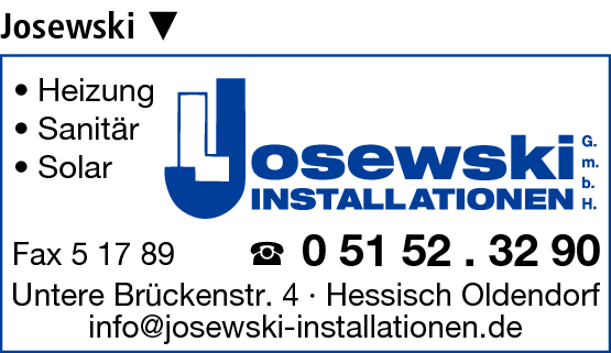 Anzeige Josewski Installationen GmbH