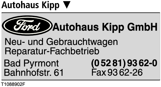 Anzeige Autohaus Kipp GmbH