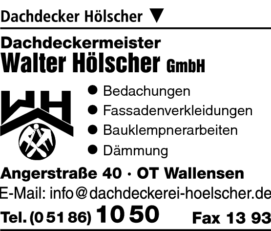 Anzeige Hölscher Walter GmbH Dachdeckermeister