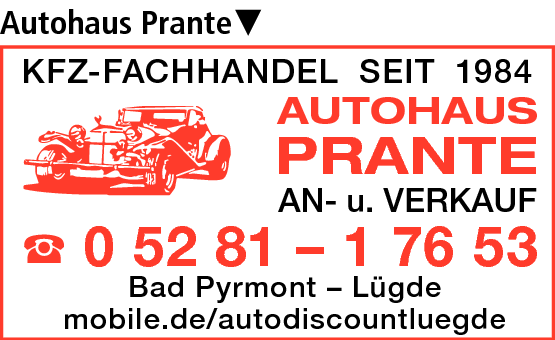 Anzeige Autohaus Prante Prante Peter Kfz-Kfm