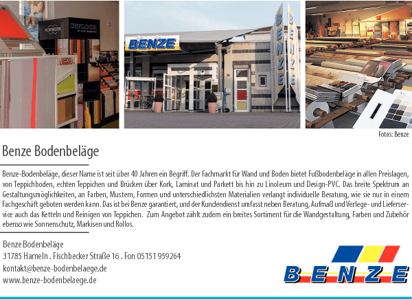 Anzeige Benze Bodenbeläge GmbH