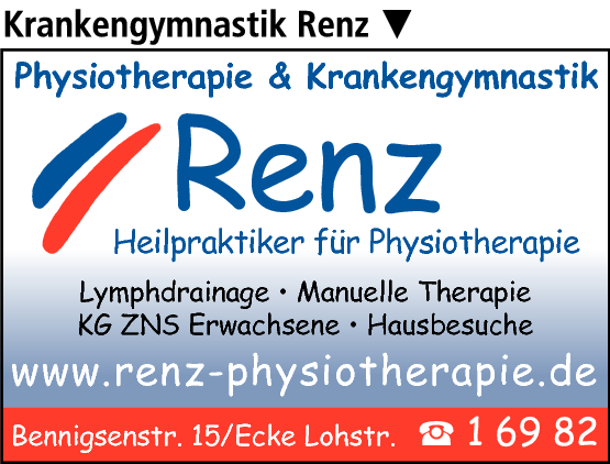 Anzeige Physiotherapie-Praxis Renz