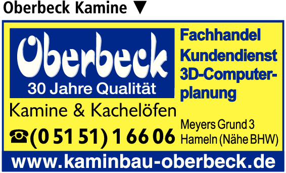 Anzeige Oberbeck Kamine & Kachelöfen