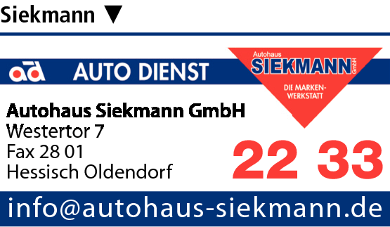 Anzeige Autohaus Siekmann GmbH