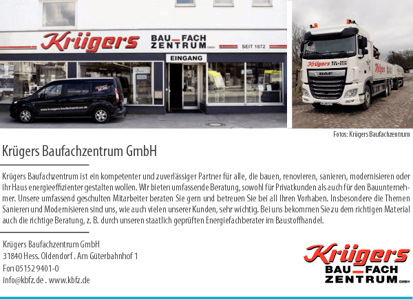 Anzeige Krügers BAU-FACH-ZENTRUM GmbH