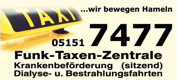 Anzeige Funk-Taxenzentrale Hameln GbR
