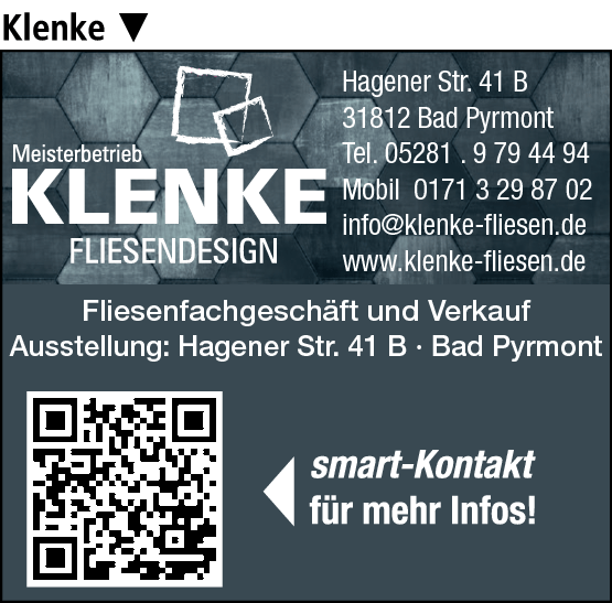Anzeige Klenke Fliesendesign GmbH Fliesenlegemeisterbetrieb