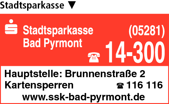 Anzeige Stadtsparkasse Bad Pyrmont