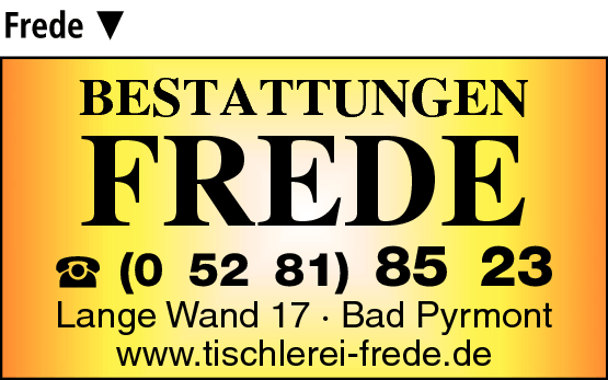 Anzeige Frede Tischlerei und Bestattungen