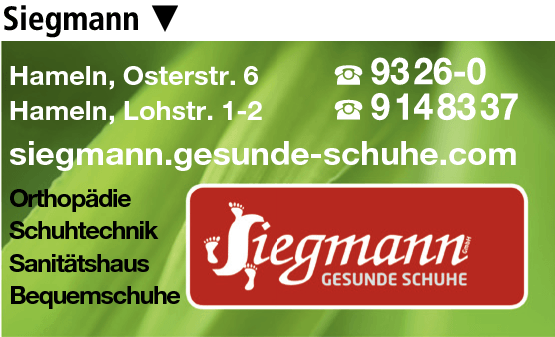 Anzeige Orthopädie Schuhtechnik Siegmann GmbH
