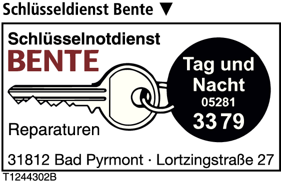 Anzeige Bente KG Schlüsseldienst