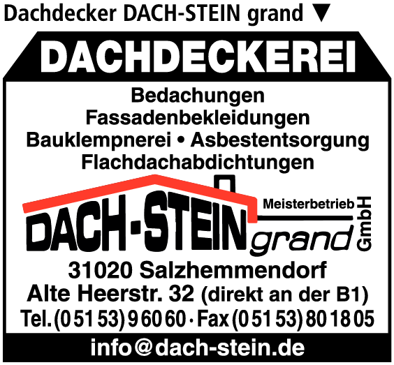 Anzeige DACH-STEINgrand GmbH Dachdeckerei