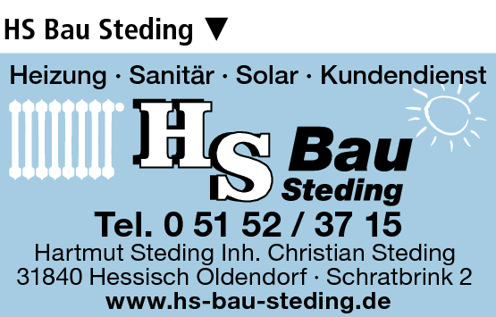 Anzeige HS Bau Hartmut Steding Inh. Christian Steding Heizung-Sanitär-Solar-Kundendienst