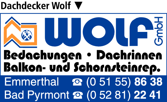 Anzeige Wolf GmbH Dachdeckerei Innenausbau