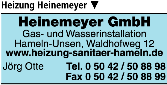 Anzeige Heinemeyer GmbH Gas- und Wasserinstallation