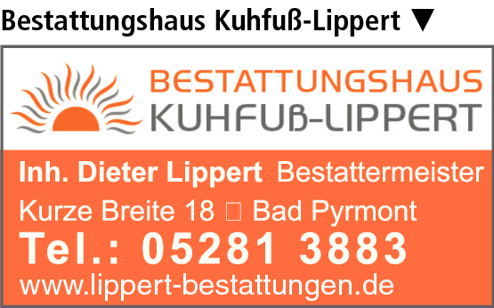 Anzeige Bestattungshaus Kuhfuß-Lippert Inh. Dieter Lippert