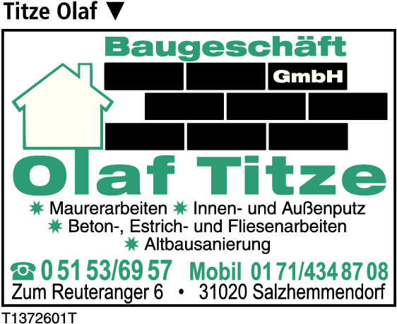 Anzeige Titze Olaf Baugeschäft