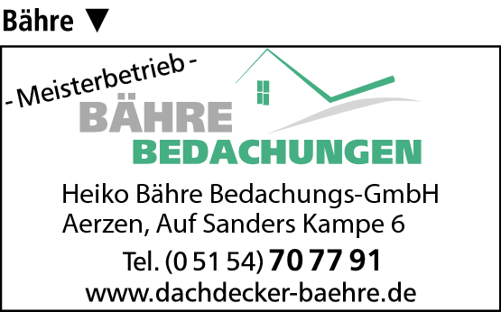 Anzeige Bähre Heiko Bedachungs-GmbH