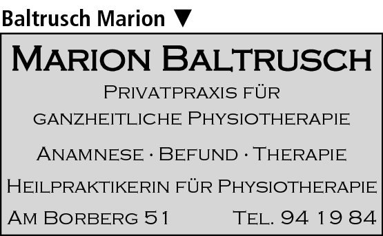 Anzeige Baltrusch Marion Praxis für Physiotherapie