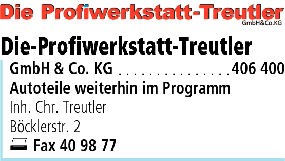 Anzeige Die-Profiwerkstatt-Treutler GmbH & Co. KG
