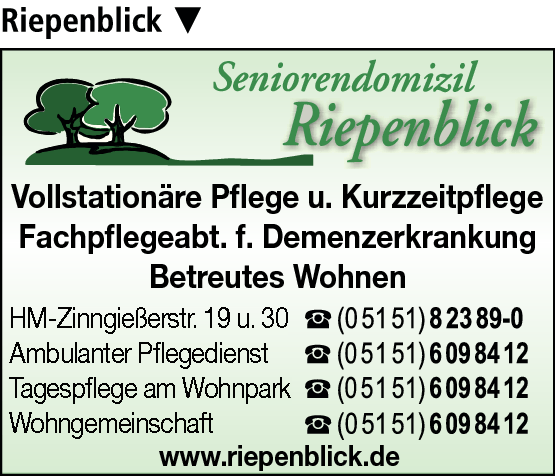 Anzeige Riepenblick Seniorendomizil