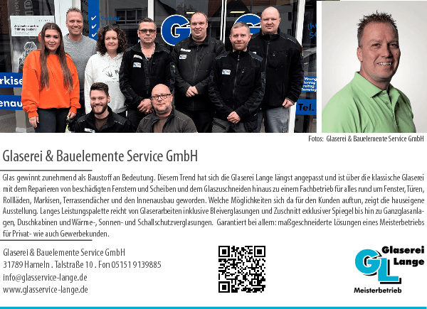 Anzeige Glaserei & Bauelemente Service GmbH Glaserei
