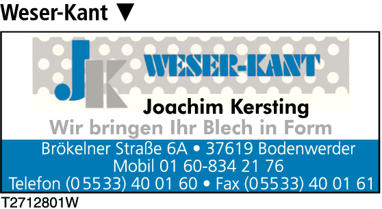 Anzeige Weser-Kant Kersting Joachim