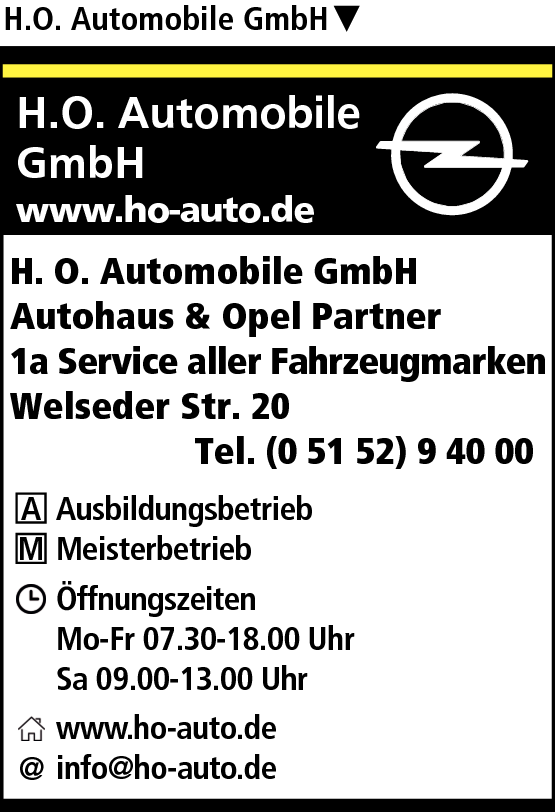 Anzeige H. O. Automobile GmbH Opel Service Partner