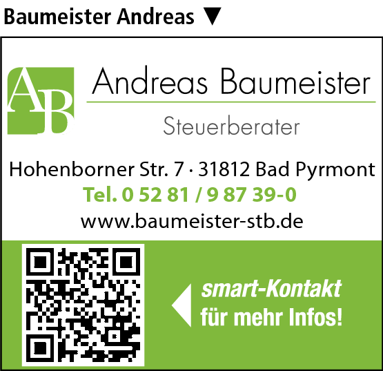 Anzeige Baumeister Andreas Steuerberater