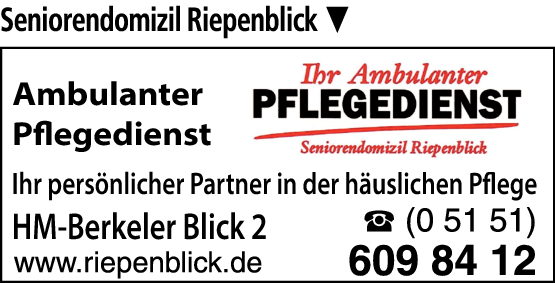 Anzeige Seniorendomizil Riepenblick Ambulanter Pflegedienst