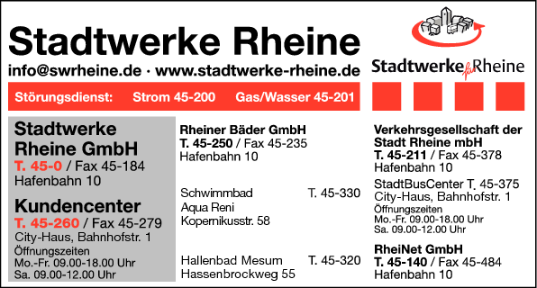 Anzeige Stadtwerke Rheine GmbH