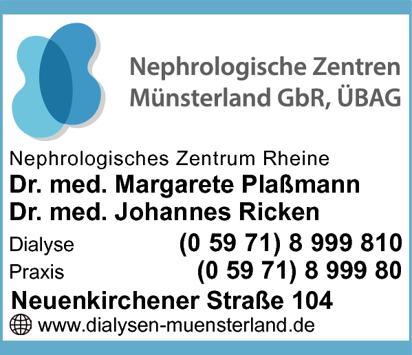 Anzeige Nephrologisches Zentrum Dres. Plaßmann M. und Ricken J.