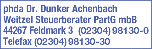 Kundenbild groß 1 phda Dr. Dunker Achenbach Weitzel Steuerberater PartG mbB Steuerberatungsgesellschaft