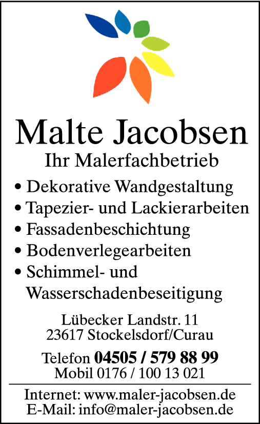 Anzeige Jacobsen Malte Ihr Malerfachbetrieb