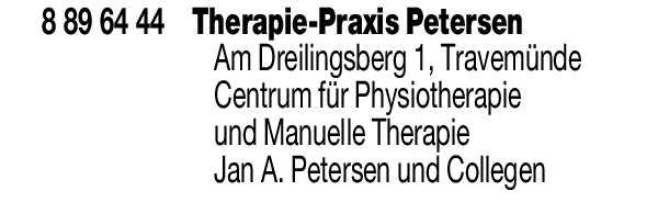 Anzeige Therapie-Praxis Petersen