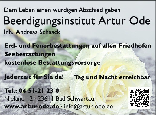 Kundenlogo von Beerdigungsinstitut Artur Ode Inh. Andreas Schaack e.K.