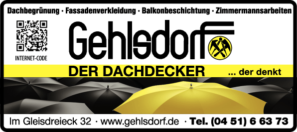 Anzeige Gehlsdorf GmbH & Co. KG Dachdecker
