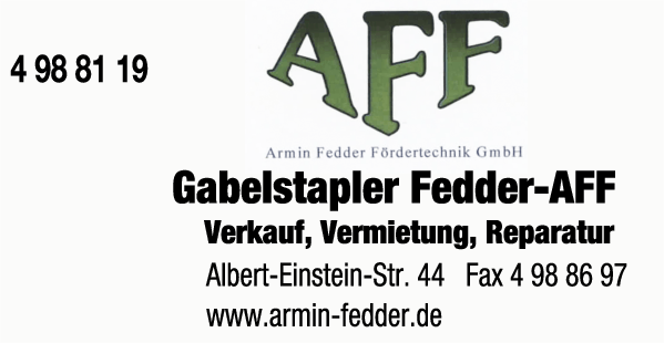 Anzeige Armin Fedder Fördertechnik GmbH
