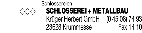 Anzeige Krüger Herbert GmbH Schlosserei und Metallbau