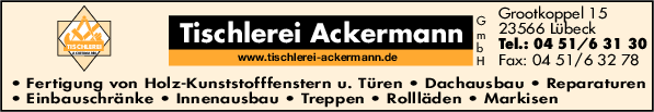 Anzeige Tischlerei Ackermann GmbH Inh. Jan Josipovic