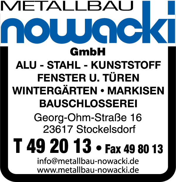 Anzeige Metallbau Nowacki GmbH