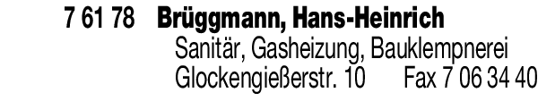 Anzeige Hans-Heinrich Brüggmann Bauklempnerei