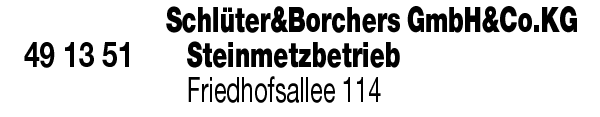 Anzeige Schlüter & Borchers Steinmetzbetrieb