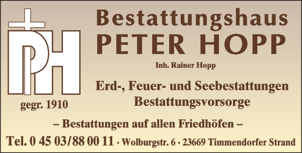 Anzeige Bestattungshaus Peter Hopp