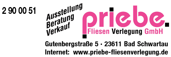 Anzeige Priebe Fliesenverlegung GmbH Fliesenlegerfachbetrieb
