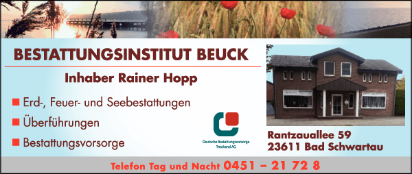 Anzeige Bestattungsinstitut Beuck Inh. Rainer Hopp