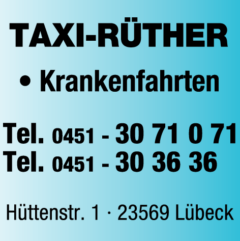 Anzeige Rüther Beate Taxiunternehmen